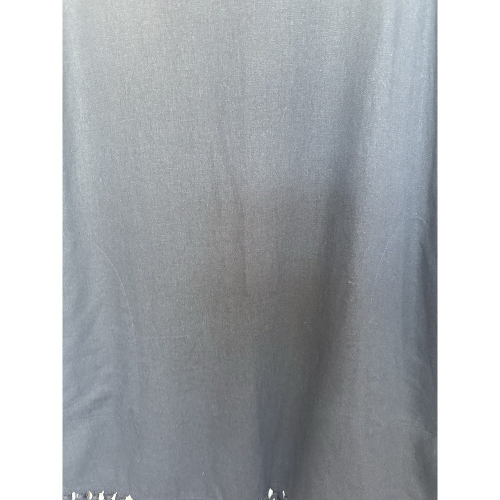 For Cynthia Linen Resort Dress Size M Navy Fringe Nautical Beach Coastal Casual - Picture 4 of 11